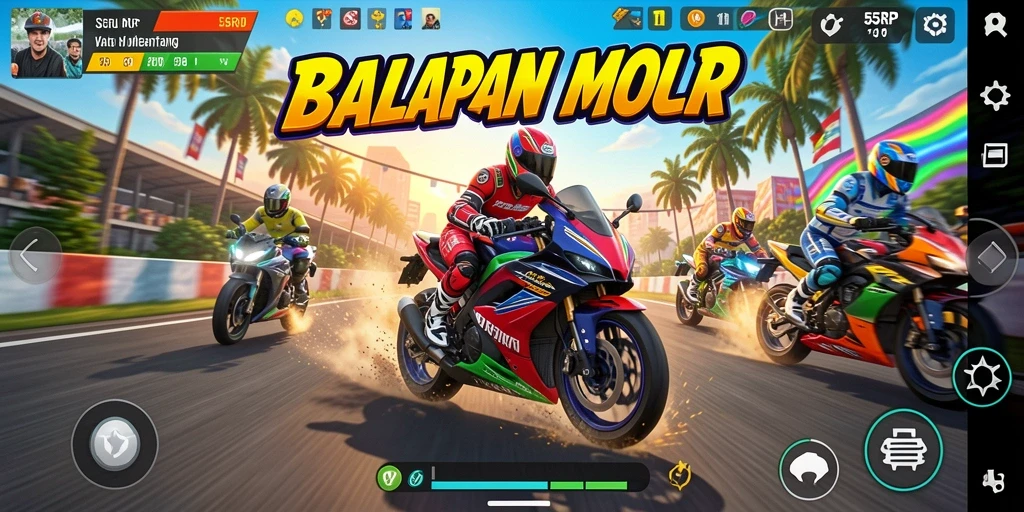 Tampilan gameplay seru dari balap motor di 55RP.
