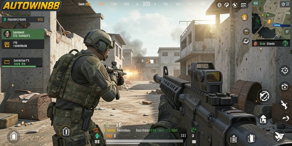 Screenshot gameplay AUTOWIN88 menampilkan aksi tembak-menembak seru dan mendebarkan.