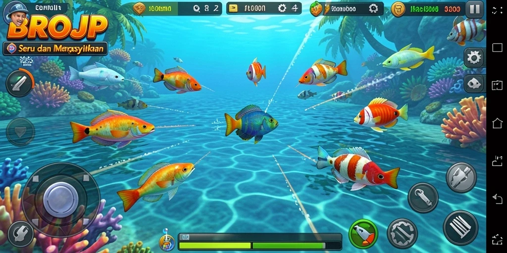 Screenshot menampilkan aksi menembak ikan yang mendebarkan di BROJP.