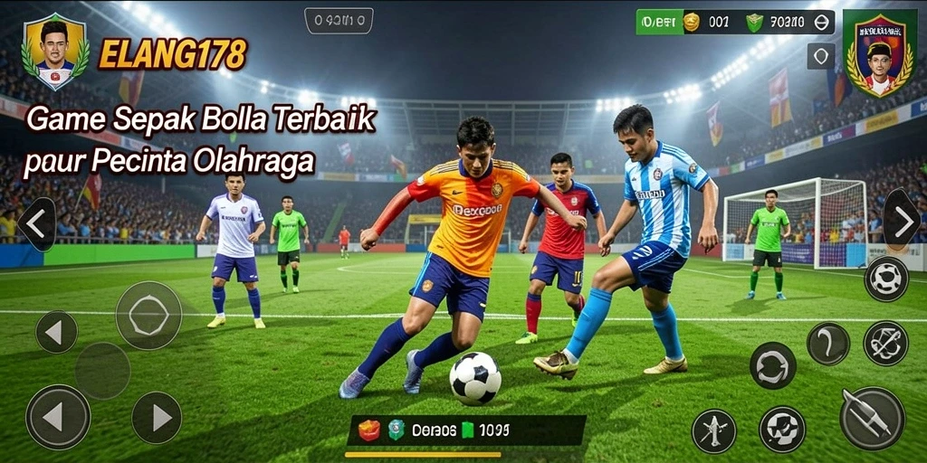 Screenshot gameplay <strong>ELANG178</strong> menampilkan aksi pertandingan sepak bola yang mendebarkan.