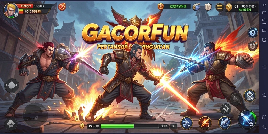 Screenshot GACORFUN menampilkan aksi pertarungan yang seru dan dinamis.