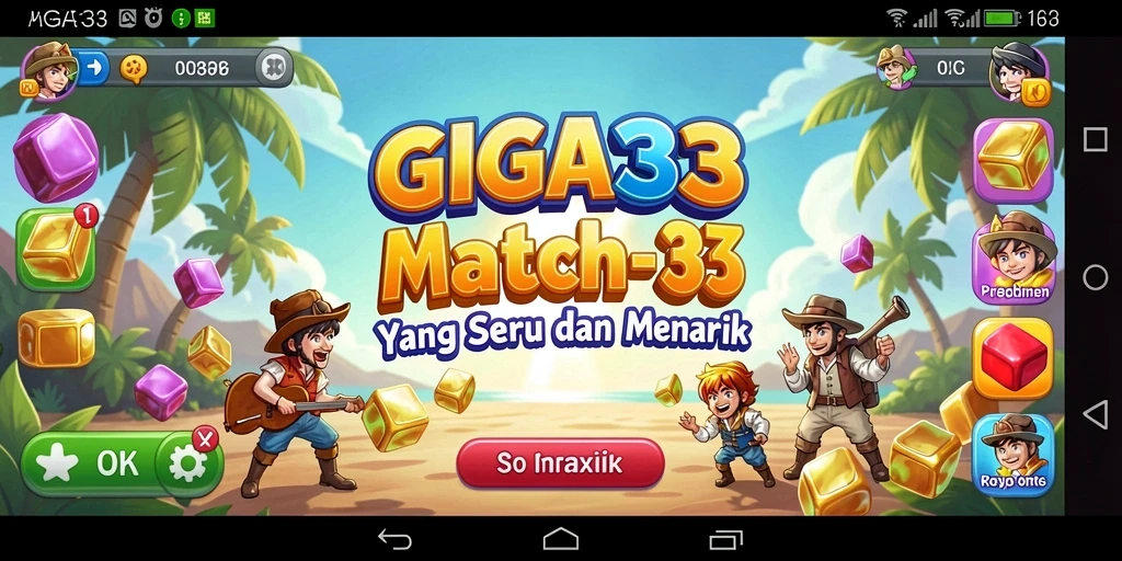 Tampilan gameplay seru dalam GIGA33 dengan tantangan match-3 yang menarik.