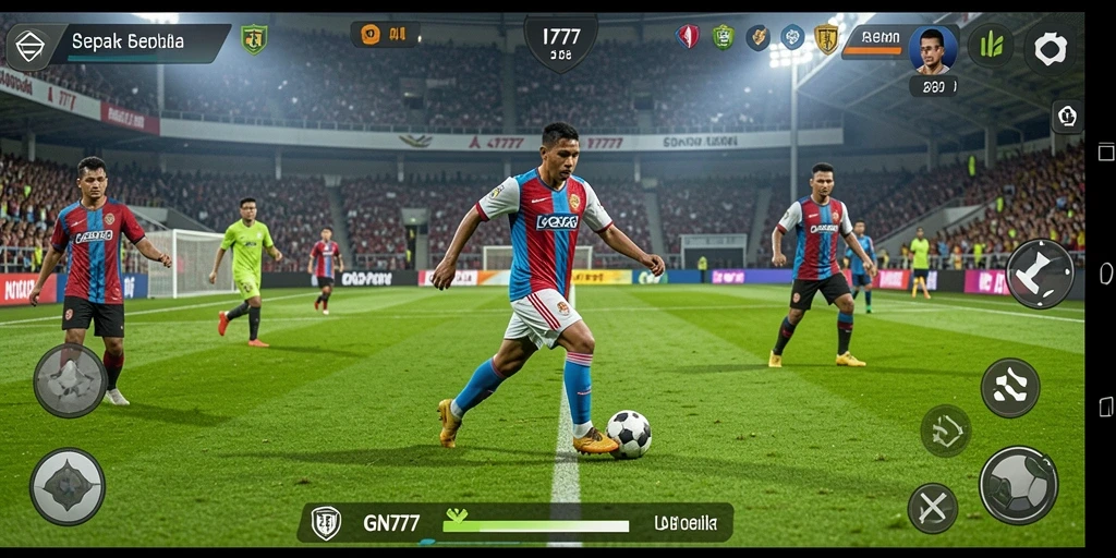 Tampilan gameplay menakjubkan di GN777 dengan aksi sepak bola yang intens.