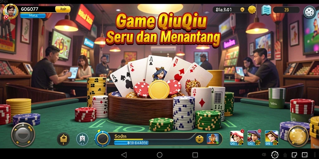 Screenshot gameplay QiuQiu menunjukkan suasana kompetitif yang seru.