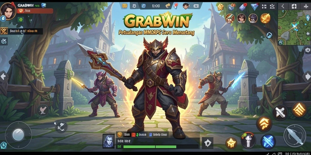 Screenshot permainan GRABWIN yang menunjukkan aksi pvp seru dalam MMORPG.