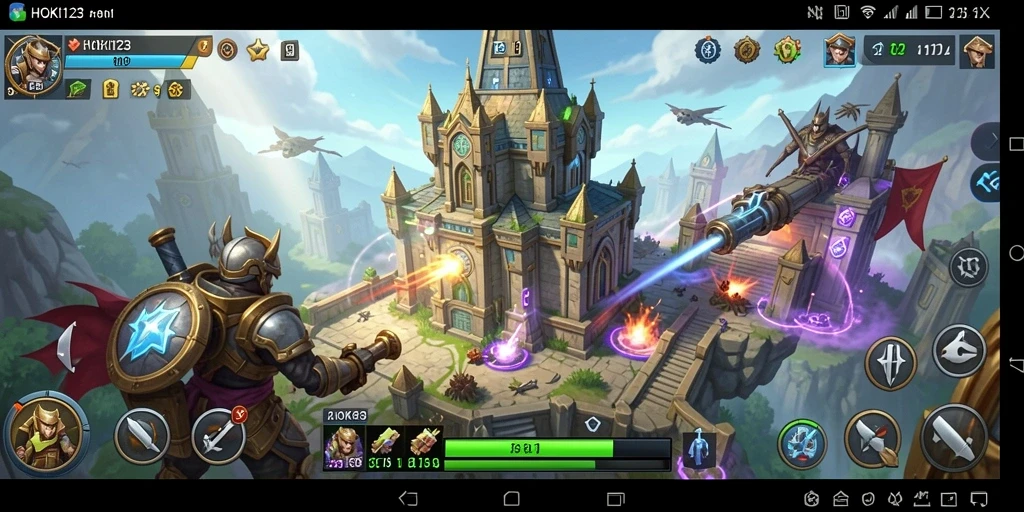 Screenshot HOKI123 menampilkan aksi seru dalam permainan Tower Defense.