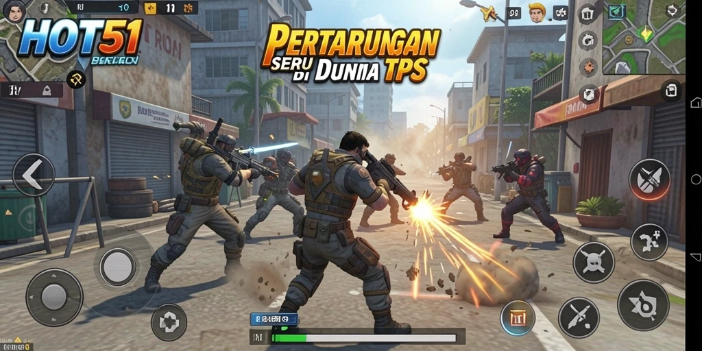 Tangkapan layar HOT51 menampilkan aksi tembak-menembak yang mendebarkan.