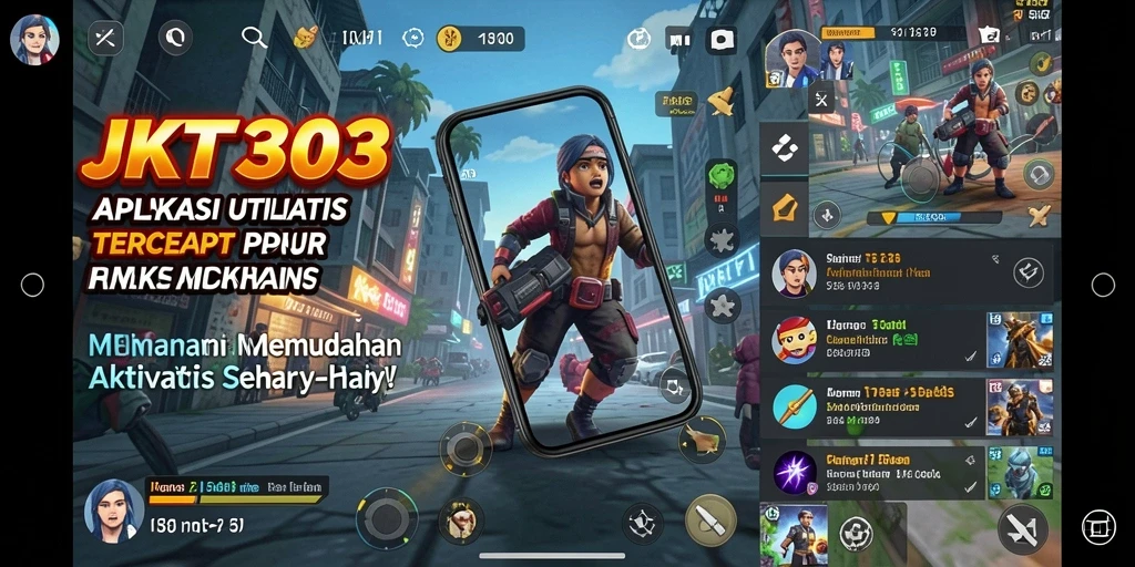 Tampilan utama JKT303 dengan fitur utilitas yang lengkap dan intuitif.