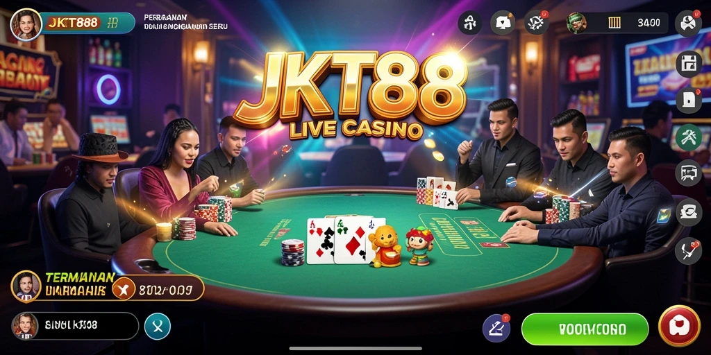 Gameplay JKT88 yang seru dengan dealer langsung.
