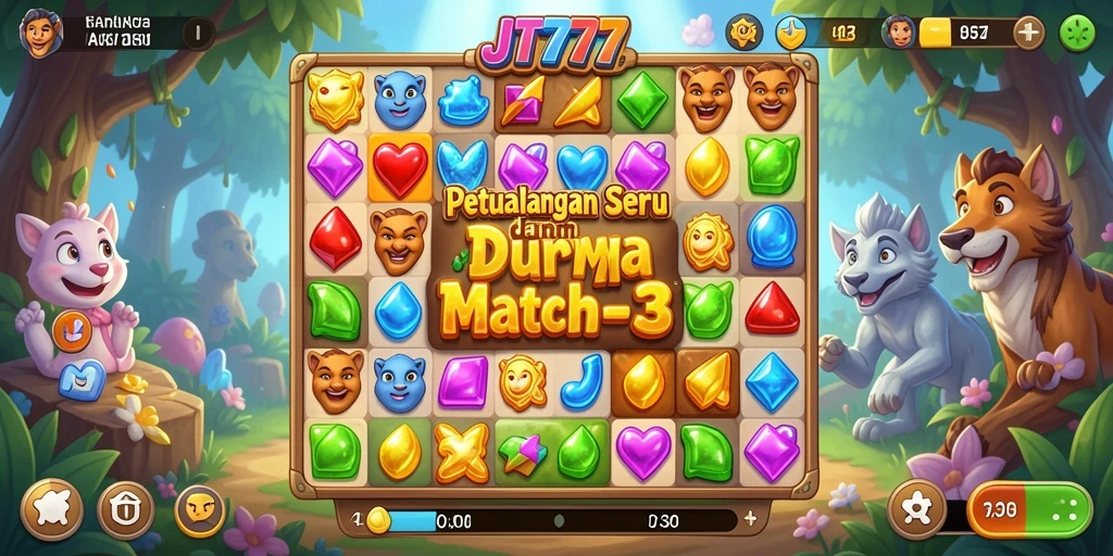 Screenshot gameplay JT777 menampilkan kombinasi permata yang seru.