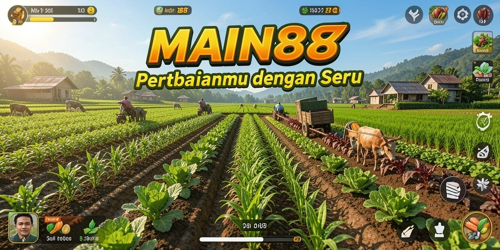 Tampilan gameplay seru dari MAIN88 saat berkebun.