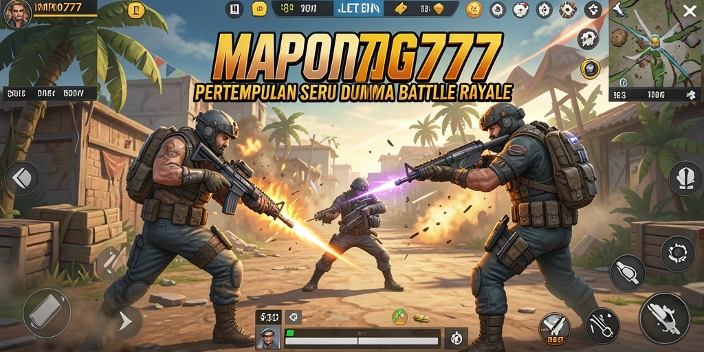 Tampilan mendebarkan dari gameplay Battle Royale MPO777 saat bertempur di medan perang.