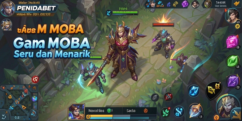 Tampilan gameplay seru dalam arena pertempuran MOBA.