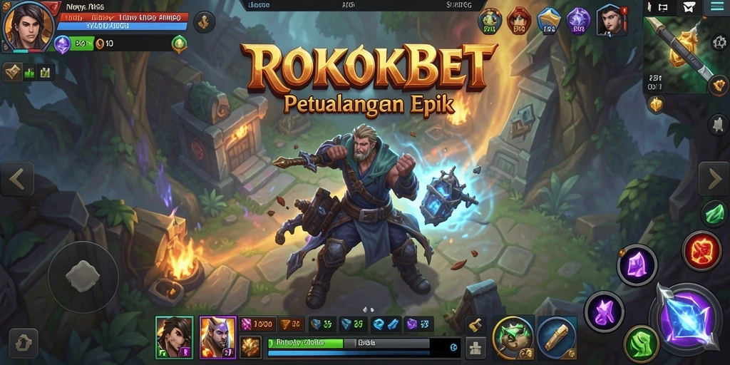 Gameplay ROKOKBET yang seru dan menegangkan saat bertarung melawan monster.