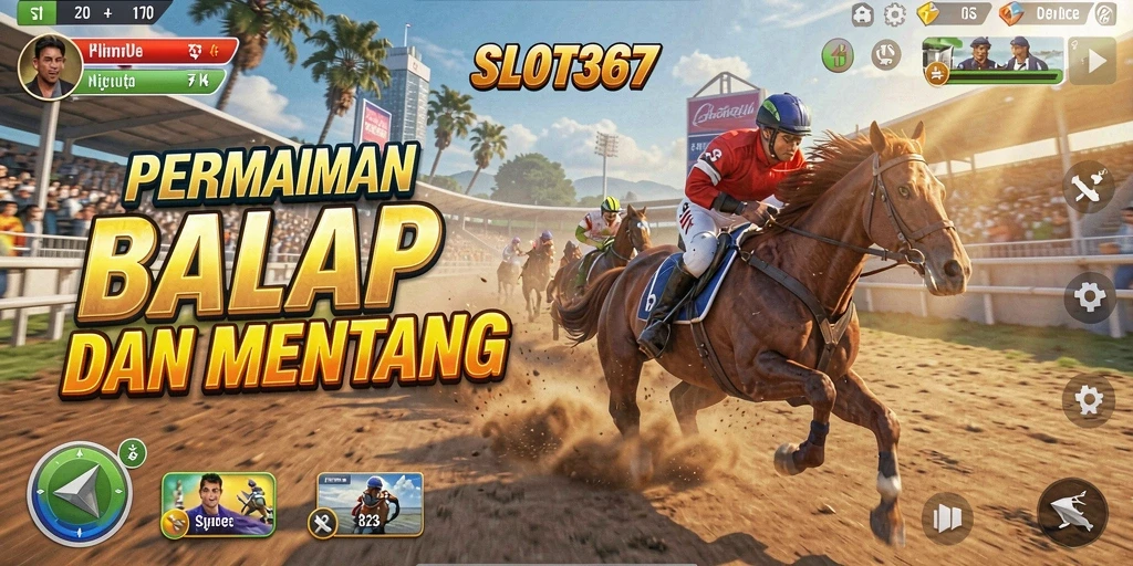 Screenshot menunjukkan aksi balap yang mendebarkan di SLOT367.