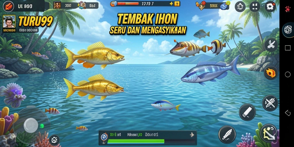 Screenshot TURU99 menampilkan gameplay Tembak Ikan yang seru dan menantang.